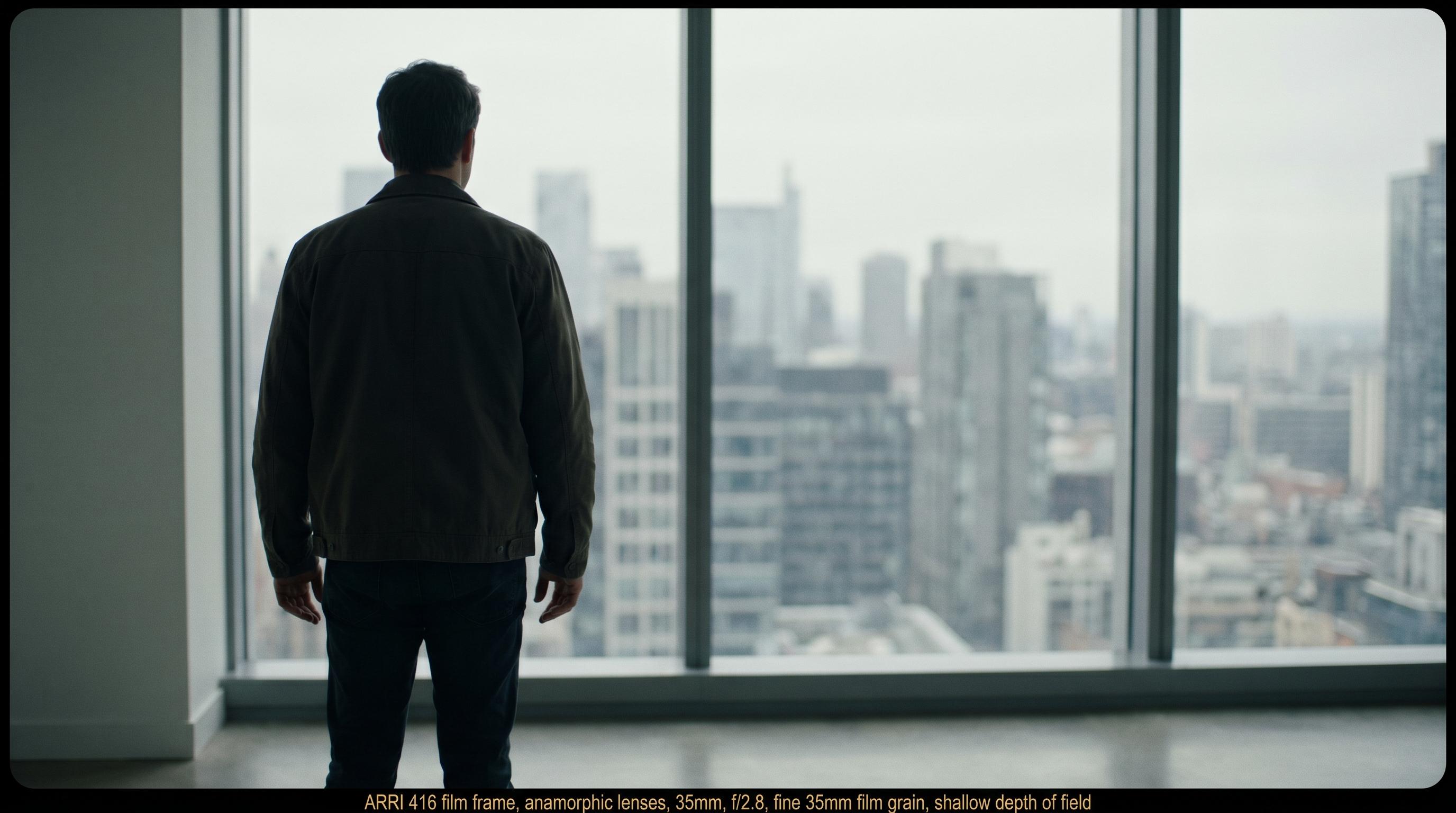 A person looking out over a sunlit city skyline at golden hour